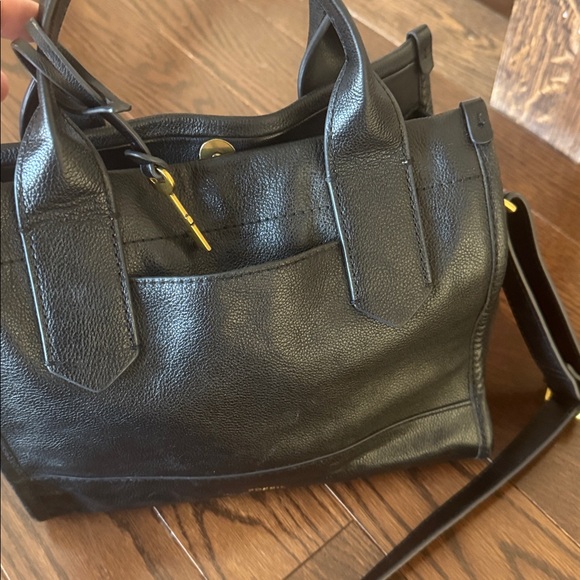 Fossil Black Leather Tote with Gold Accents - Picture 4 of 4